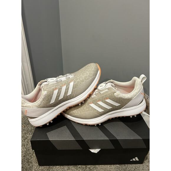 Adidas Golf S2G‎ BOA 23 Grey Coral Leopard Golf Shoes GV9434 Women Size 7.5 - Picture 1 of 5
